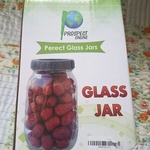 Glass Jar w/Opaque Gray Plastic Lid Holds 4 Cups